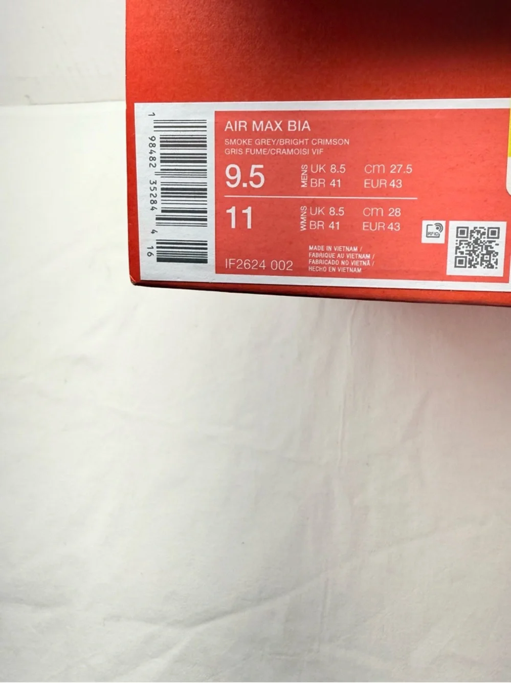 Nike Air Max Bia Running Shoes IF2624-002 Mens Sz 9.5  Smoke Grey Women 11 New
